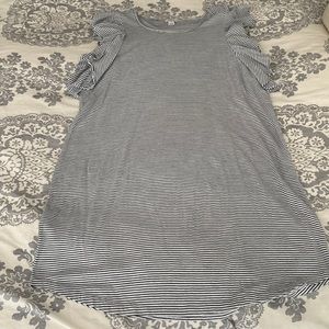 J Crew striped flutter sleeve cotton dress